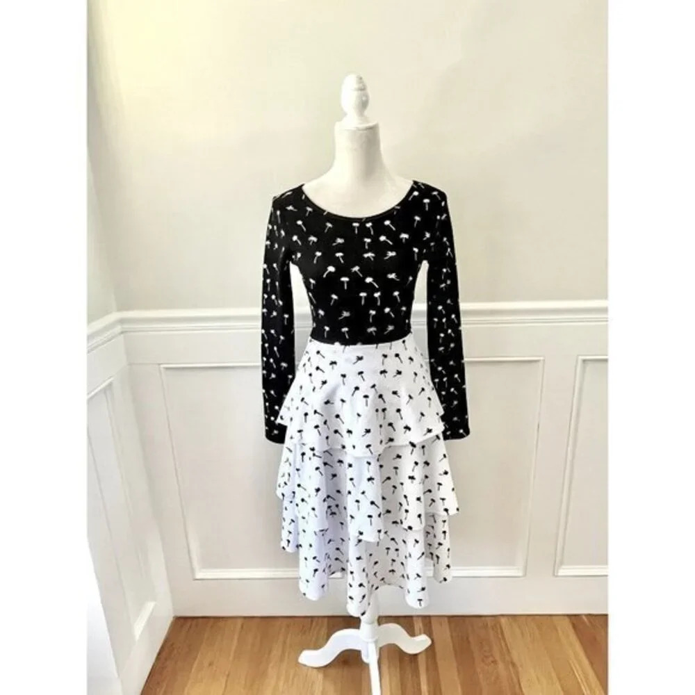 Lularoe Georgia Dress NWT Black White Palm Print XXS